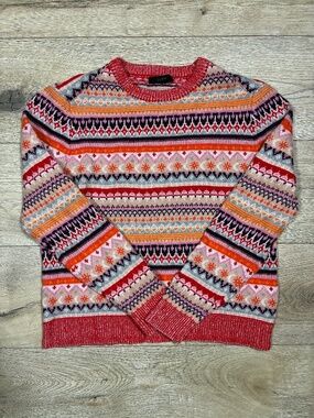 J.Crew Fair Isle Lambswool Blend Sweater Small Multicolor Nordic Winter